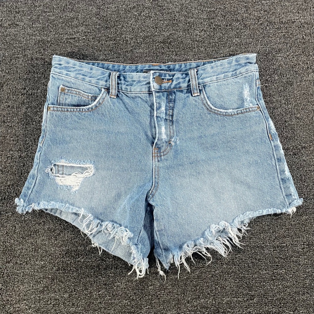 Billabong Denim Shorts Womens 29 Blue Distressed Frayed Hem Cut-off High Rise